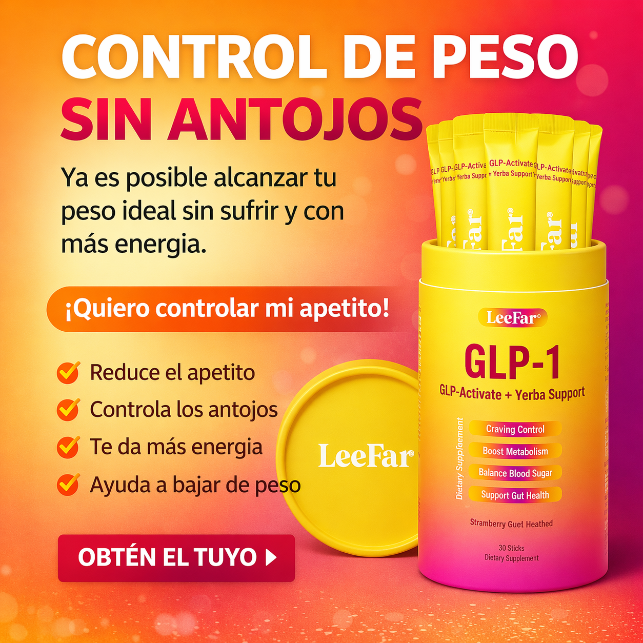 Leefar Fórmula Metabólica Avanzada – Con Berberina, Cromo, 5-HTP y Magnesio