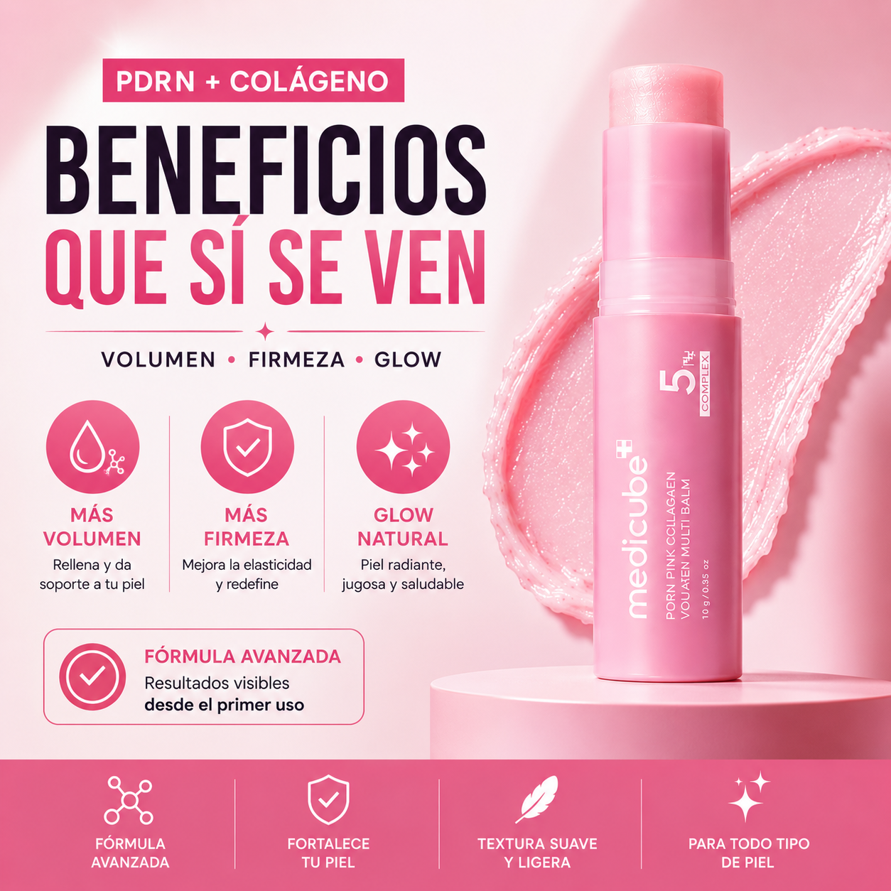 Bálsamo Coreano de Colágeno Multi-Efecto - Borra Ojeras, Líneas y Arrugas en Segundos- Rutina K-Beauty Anti-Edad con Textura Melt-On-Touch
