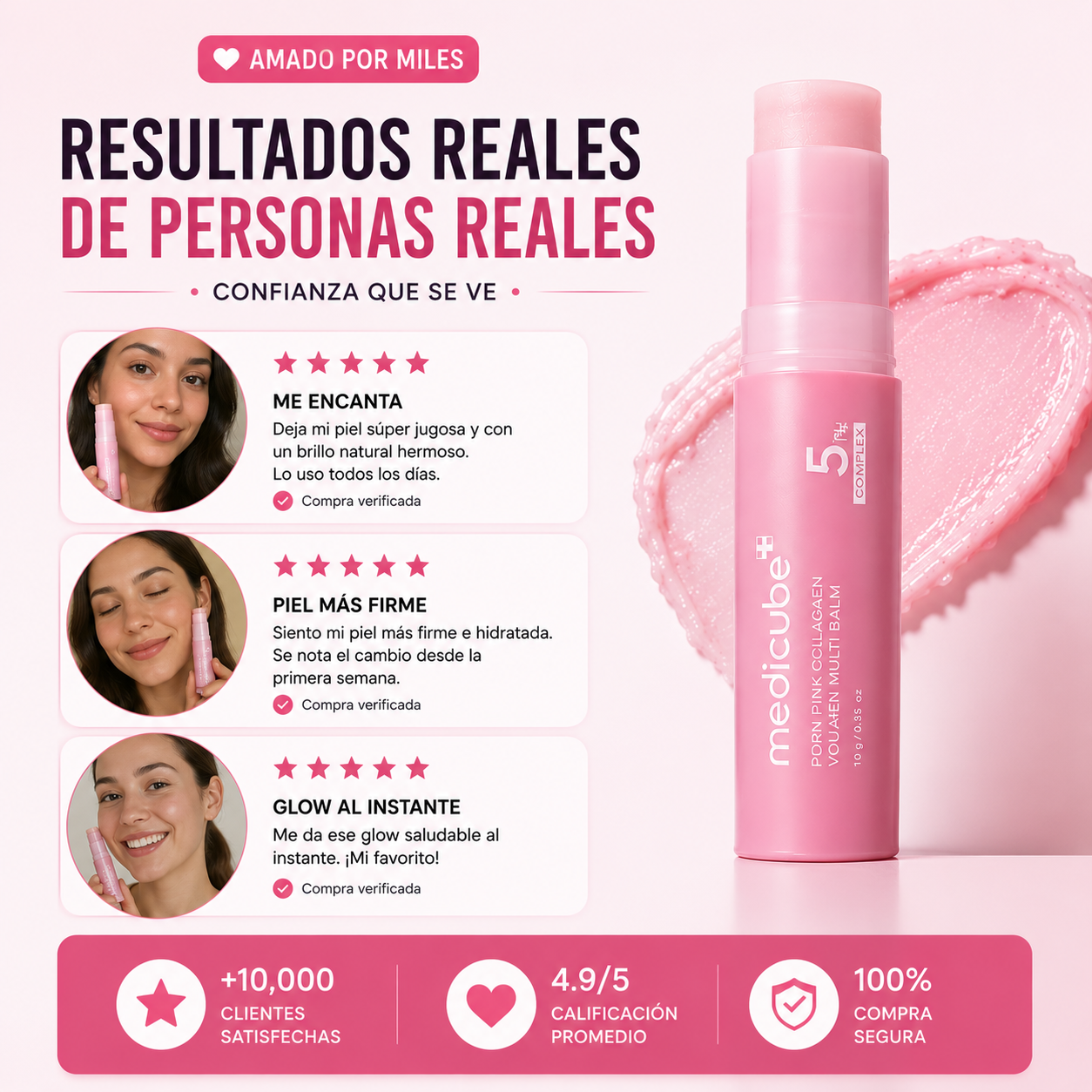 Bálsamo Coreano de Colágeno Multi-Efecto - Borra Ojeras, Líneas y Arrugas en Segundos- Rutina K-Beauty Anti-Edad con Textura Melt-On-Touch