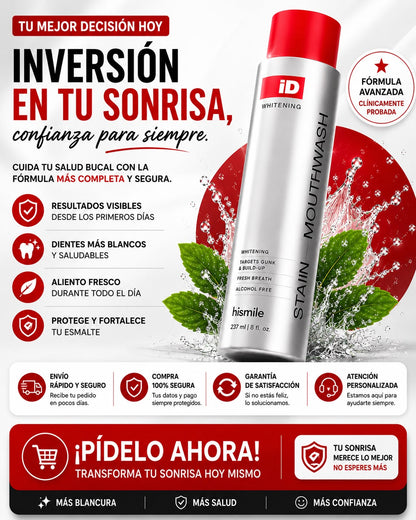 ENGUAJE BUCAL COREANO HISMILE ID PARA BLANQUEAR LOS DIENTES Y REFRESCAR EL ALIENTO